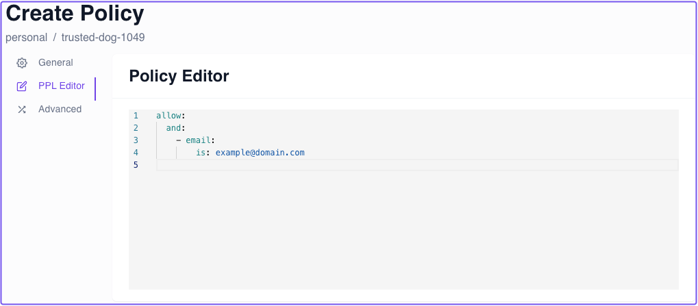 View a policy in YAML format in the PPL Editor