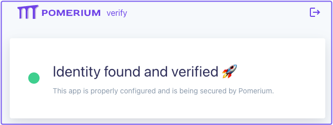 The homepage of the Verify app after the user is redirected